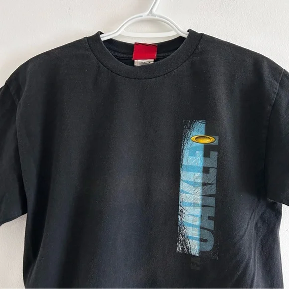 Y2K Oakley Surf Black Tee with Blue Graphic - Picture 3 of 9